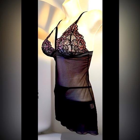 🌸ELEGANT MOMENTS🌸 FLORAL EMBROIDERED STAPPY BUST MESH EMPIRE WAIST NIGHTIE NEW - Picture 2 of 16